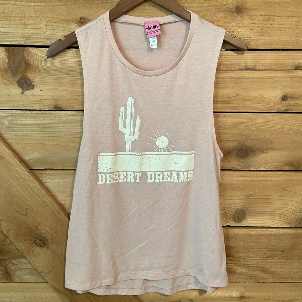 Ali Dee Light Pink Desert Dreams Muscle Graphic Tank Top
